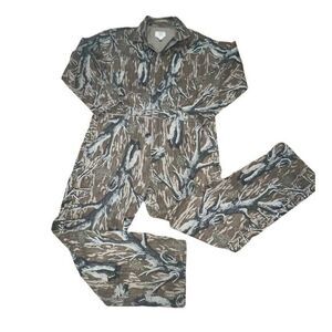 Mens mossy oak vtg coveralls hunting camp tree XL made USA rare 90s camo‎ retro